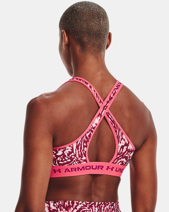 Damen Armour® Mid Crossback Sport-BH mit Aufdruck, Pink, pdpMainDesktop image number 5